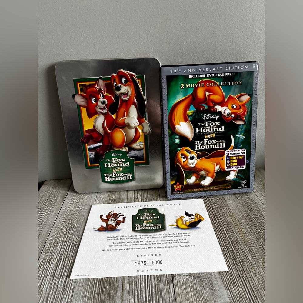 Limited Edition Disney The Fox and the Hound 30th Anniversary Movie Set + COA